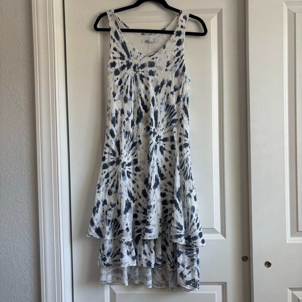 Tempo Paris Women’s Asymmetrical Abstract Dress Boho Sz S Lagenlook Artsy